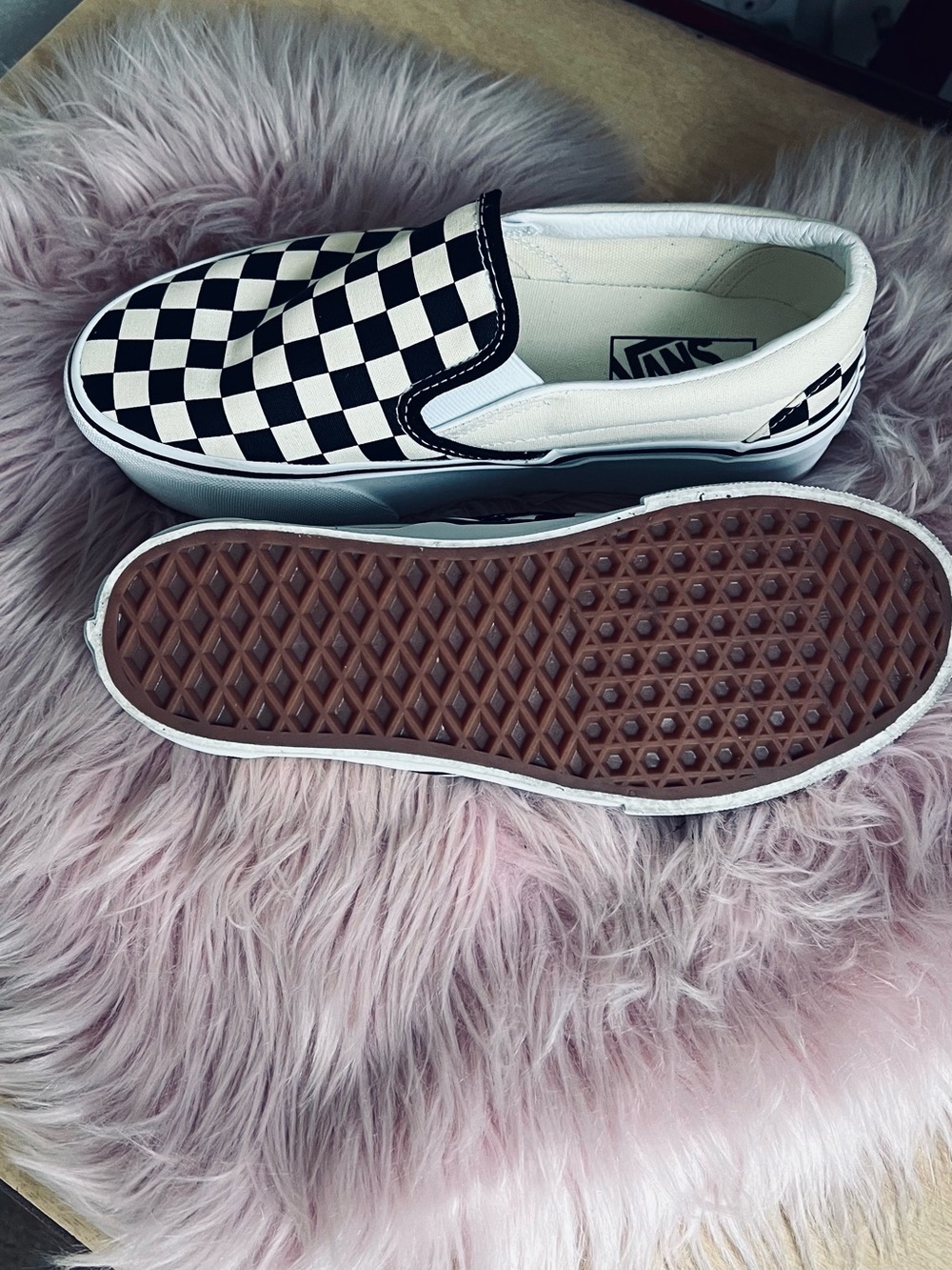 Vans Classic Slip-On Checkerboard Sneakers - Black & White - Picture 2 of 3